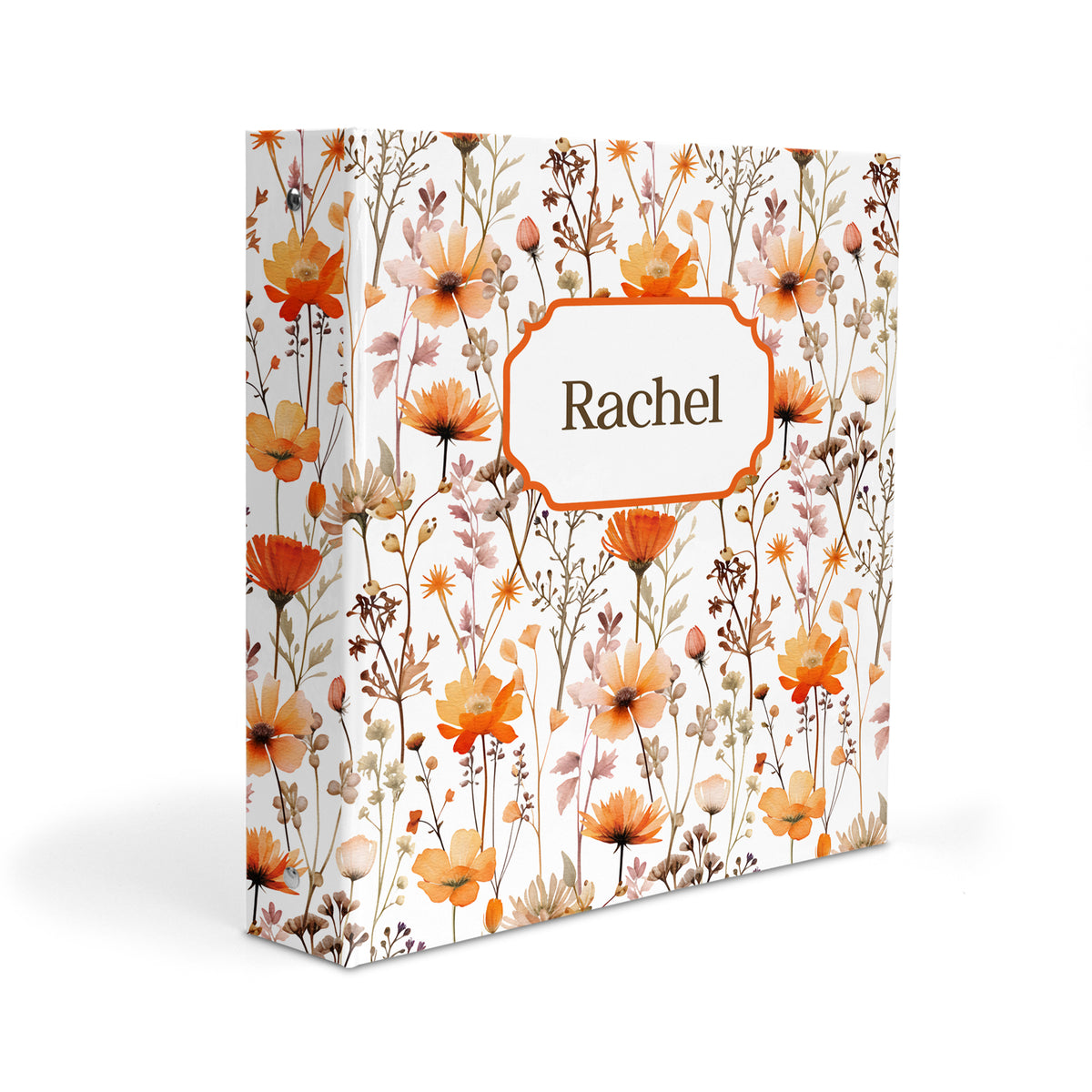 Orange Flowers Personalized Custom 2" 3 Ring Binder • School Office Supplies
