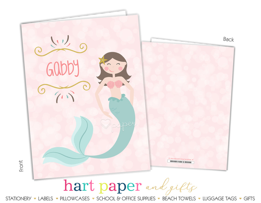 School　Mermaid　Paper　2-Pocket　Supplies　Kids　to　Folder　Personalized　Back　Boy　Girl　Gift　–　Hart