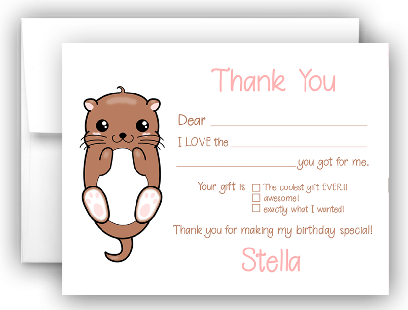 Otter Thank You Cards Note Card Stationery •  Fill In the Blank Stationery Thank You Cards - Everything Nice