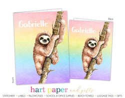 Sloth Rainbow Personalized 2-Pocket Folder School & Office Supplies - Everything Nice