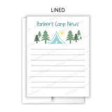 Blue Tent Summer Camp Camping Note Cards Stationery • Fill in Blank, Lined or Blank Cards