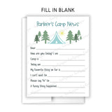 Blue Tent Summer Camp Camping Note Cards Stationery • Fill in Blank, Lined or Blank Cards