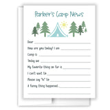 Blue Tent Summer Camp Camping Note Cards Stationery • Fill in Blank, Lined or Blank Cards