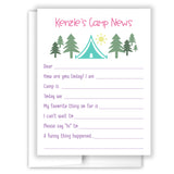 Blue Tent Summer Camp Camping Note Cards Stationery • Fill in Blank, Lined or Blank Cards