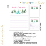 Blue Tent Summer Camp Camping Note Cards Stationery • Fill in Blank, Lined or Blank Cards