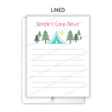 Blue Tent Summer Camp Camping Note Cards Stationery • Fill in Blank, Lined or Blank Cards
