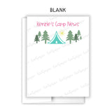 Blue Tent Summer Camp Camping Note Cards Stationery • Fill in Blank, Lined or Blank Cards