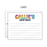 Rainbow Tie Dye Summer Camp Camping Note Cards Stationery • Fill in Blank, Lined or Blank Cards