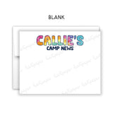Rainbow Tie Dye Summer Camp Camping Note Cards Stationery • Fill in Blank, Lined or Blank Cards