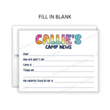 Rainbow Tie Dye Summer Camp Camping Note Cards Stationery • Fill in Blank, Lined or Blank Cards