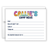 Rainbow Tie Dye Summer Camp Camping Note Cards Stationery • Fill in Blank, Lined or Blank Cards
