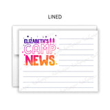 Rainbow Camp News Summer Camping Note Cards Stationery • Fill in Blank, Lined or Blank Cards