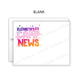 Rainbow Camp News Summer Camping Note Cards Stationery • Fill in Blank, Lined or Blank Cards