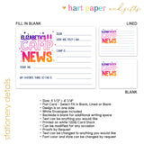 Rainbow Camp News Summer Camping Note Cards Stationery • Fill in Blank, Lined or Blank Cards