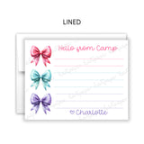 Rainbow Bow Coquette Summer Camp Camping Note Cards Stationery • Fill in Blank, Lined or Blank Cards