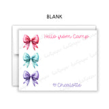 Rainbow Bow Coquette Summer Camp Camping Note Cards Stationery • Fill in Blank, Lined or Blank Cards