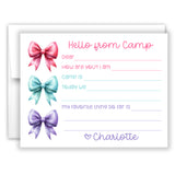 Rainbow Bow Coquette Summer Camp Camping Note Cards Stationery • Fill in Blank, Lined or Blank Cards