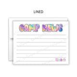 Rainbow Tie Dye Summer Camp Camping Note Cards Stationery • Fill in Blank, Lined or Blank Cards