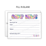 Rainbow Tie Dye Summer Camp Camping Note Cards Stationery • Fill in Blank, Lined or Blank Cards