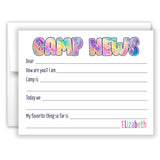Rainbow Tie Dye Summer Camp Camping Note Cards Stationery • Fill in Blank, Lined or Blank Cards