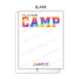 Rainbow Tie Dye Summer Camp Camping Note Cards Stationery • Fill in Blank, Lined or Blank Cards