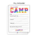 Rainbow Tie Dye Summer Camp Camping Note Cards Stationery • Fill in Blank, Lined or Blank Cards