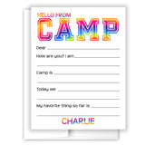 Rainbow Tie Dye Summer Camp Camping Note Cards Stationery • Fill in Blank, Lined or Blank Cards