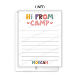 Rainbow Hi from Camp Summer Camping Note Cards Stationery • Fill in Blank, Lined or Blank Cards