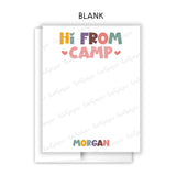Rainbow Hi from Camp Summer Camping Note Cards Stationery • Fill in Blank, Lined or Blank Cards