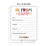 Rainbow Hi from Camp Summer Camping Note Cards Stationery • Fill in Blank, Lined or Blank Cards