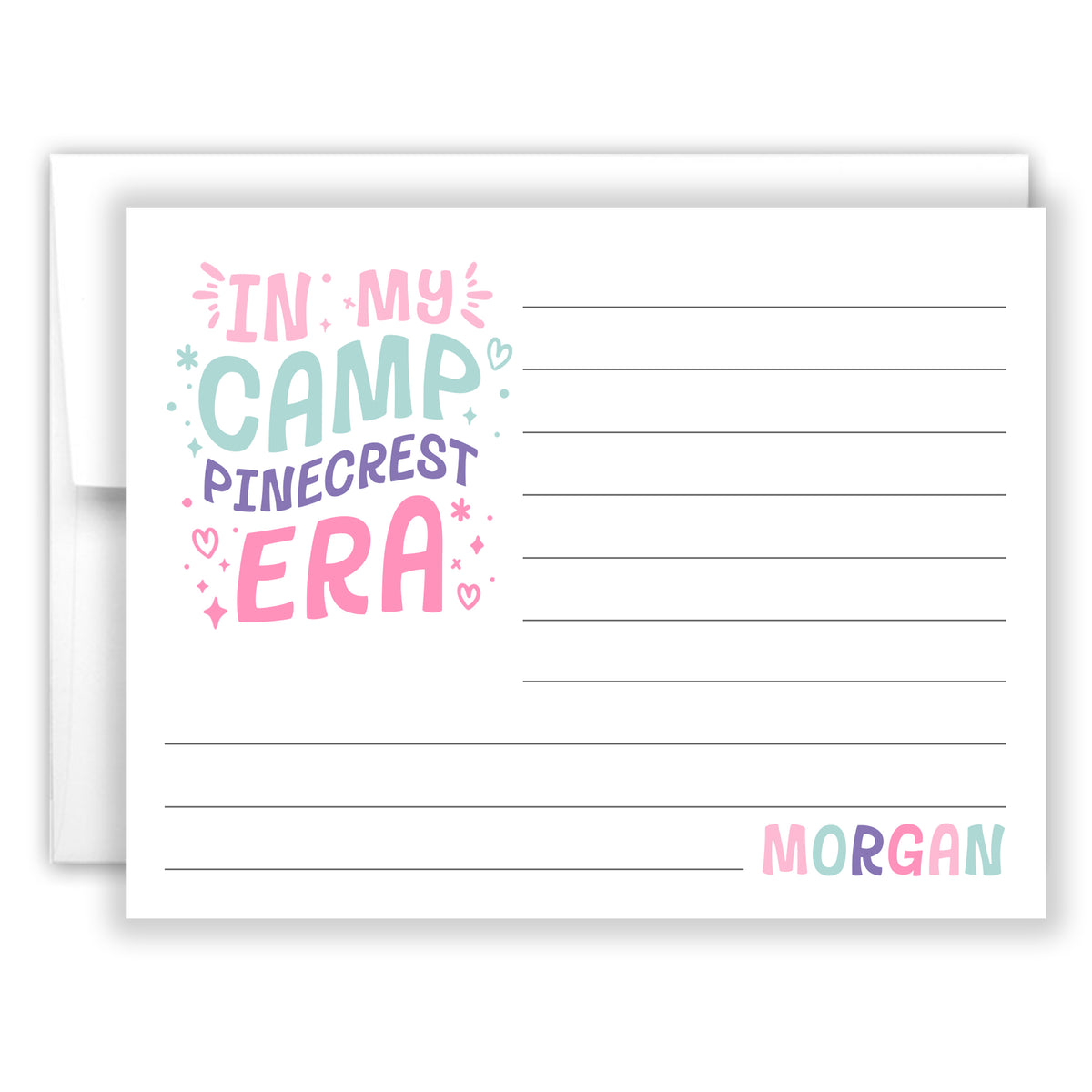 In My Camp Era Summer Camping Note Cards Stationery Custom Personalized • Fill in Blank, Lined or Blank Cards