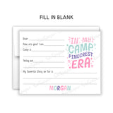 In My Camp Era Summer Camping Note Cards Stationery • Fill in Blank, Lined or Blank Cards