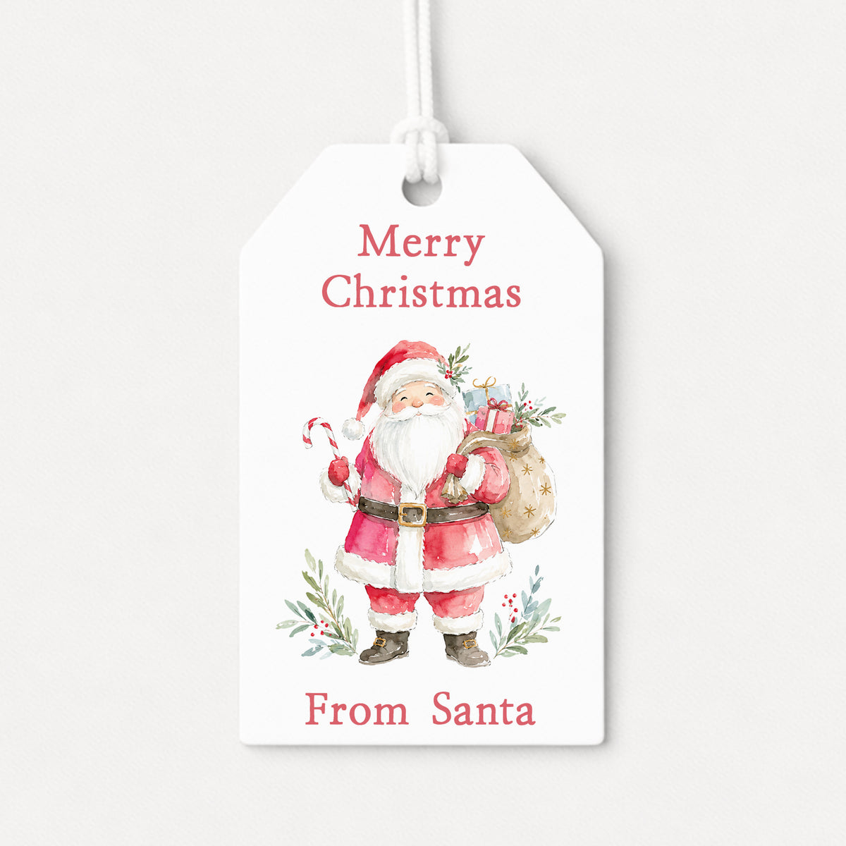 Santa Claus Personalized Gift Tags • Christmas Holiday Gift Wrapping • Custom Family Name Tag • Gifts Whimsical