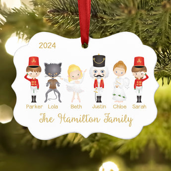 Select up to 8 Roles • Nutcracker Christmas Ornament Personalized Custom Holiday Decor Gift Boy Girl Ballerina Ballet Family