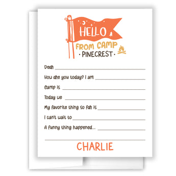 Camp Flag Summer Camping Note Cards Stationery • Fill in Blank, Lined or Blank Cards