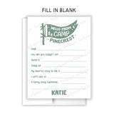 Camp Flag Summer Camping Note Cards Stationery • Fill in Blank, Lined or Blank Cards
