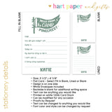 Camp Flag Summer Camping Note Cards Stationery • Fill in Blank, Lined or Blank Cards