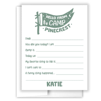 Camp Flag Summer Camping Note Cards Stationery • Fill in Blank, Lined or Blank Cards
