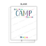 Rainbow Hello from Camp Summer Camping Note Cards Stationery • Fill in Blank, Lined or Blank Cards