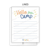 Rainbow Hello from Camp Summer Camping Note Cards Stationery • Fill in Blank, Lined or Blank Cards