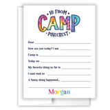 Rainbow Tie Dye Summer Camp Camping Note Cards Stationery • Fill in Blank, Lined or Blank Cards