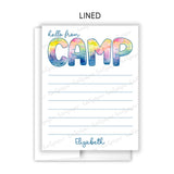 Rainbow Tie Dye Summer Camp Camping Note Cards Stationery • Fill in Blank, Lined or Blank Cards
