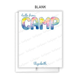 Rainbow Tie Dye Summer Camp Camping Note Cards Stationery • Fill in Blank, Lined or Blank Cards