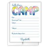 Rainbow Tie Dye Summer Camp Camping Note Cards Stationery • Fill in Blank, Lined or Blank Cards