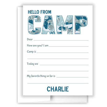 Camouflage Summer Camp Camping Note Cards Stationery • Fill in Blank, Lined or Blank Cards