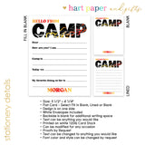 Car Treads Summer Camp Camping Note Cards Stationery • Fill in Blank, Lined or Blank Cards