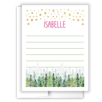 Stars Trees Summer Camp Camping Note Cards Stationery • Fill in Blank, Lined or Blank Cards