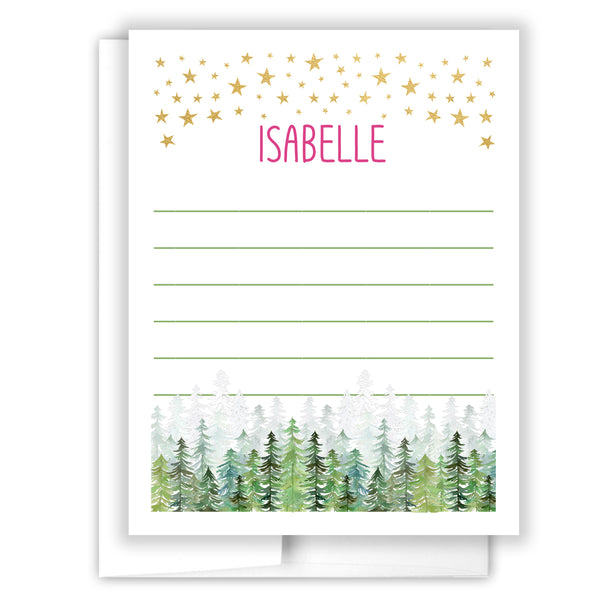 Stars Trees Summer Camp Camping Note Cards Stationery • Fill in Blank, Lined or Blank Cards