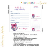 Disco Ball Bow Hello from Camp Summer Camping Note Cards Stationery • Fill in Blank, Lined or Blank Cards