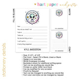 Alien Space Hello Camp Summer Camping Note Cards Stationery • Fill in Blank, Lined or Blank Cards